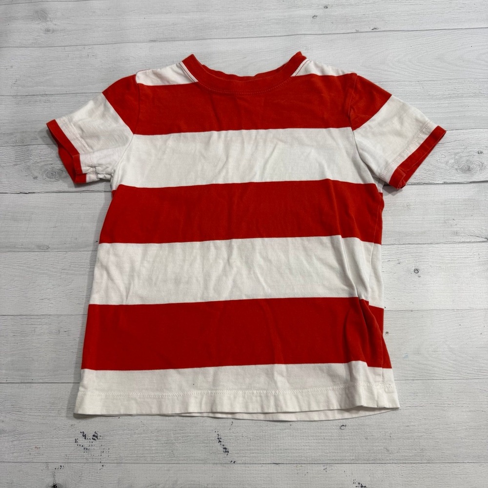 Hanna Andersson kids red and white striped short sleeve shirt 110/5